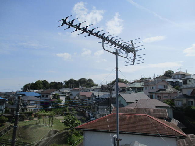 倒れてしまった既存アンテナを立て戻し