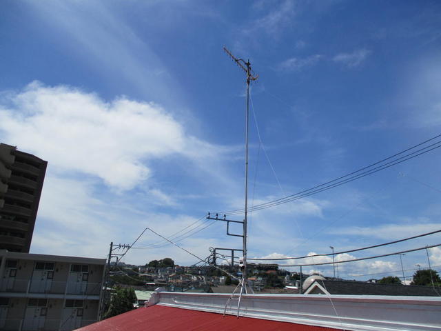 アンテナ支線張り具合調整、渡り配線手直し