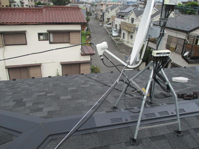アンテナ支線張り具合調整を完了