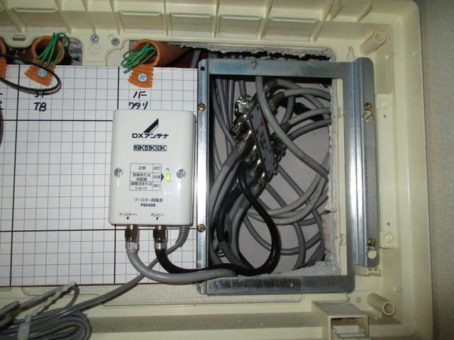 分配器一体型BS混合ブースターでしたので、屋内8分配器を設置