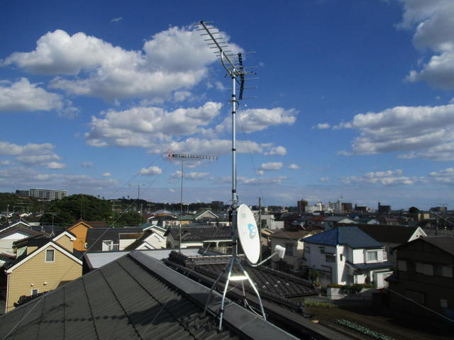 お客様ご希望の4k8k対応BS混合工事が屋根上アンテナ工事で完了